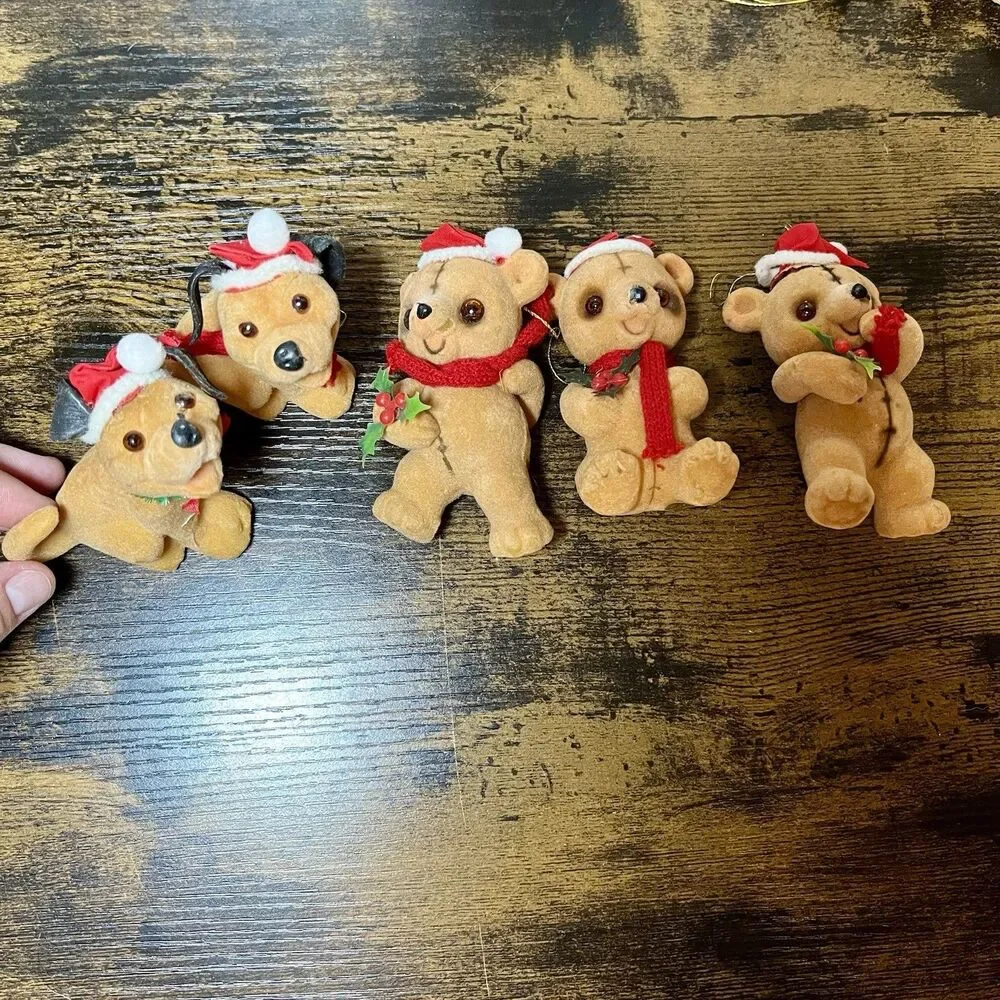 Lot of 24 Vintage Christmas Ornaments 1980s Flocked & Assorted Holiday Decor